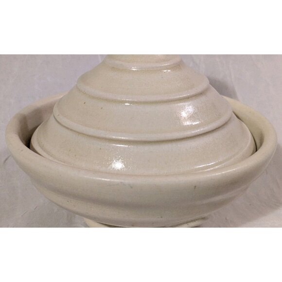 Art Pottery Salt Cellar Dish Lid Lucy Fagella Ring Trinket Box Marked LF Neutral - Picture 15 of 16